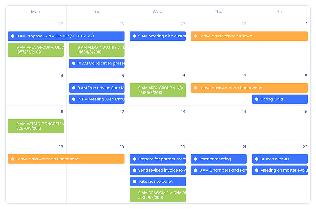 tur calendar pentru firme de avocatura